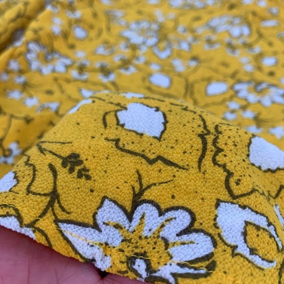 Jasmine & Juliana Yellow Floral‎ Blouse Small 3/4th Sleeves Ruffled Neckline - Picture 13 of 15